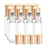 JamHooDirect 10ml Essential Oils Roller Bottles, Empty Refillable Transparent Glass Roll on Bottles with 1 Opener & 1 Dropper, Perfect for Aromatherapy, Fragrance, Perfume (12Pcs)