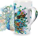 NymphFable Ceramic Coffee Mug 18oz Peacock Coffee Cups with Handle Personalized Baking Pattern Tea Cup Large