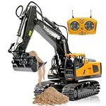 Remote Control Excavator Toy for Boys, for Kids 4 5 6 7 8 9 10 11 Year Old, RC Construction Toys with Metal Shovel, Lights, Sounds, 2.4Ghz, Turns 680 Degree - Bigger 1/18 Scale Toys