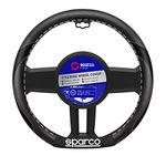 Sparco Steering Wheel Cover SPC - D-Type 35cm - compatible with Peugeot 208 & 308 II, Black