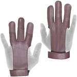 Daskz Archery Gloves Three Fingers Shooting Right hand Bow Gloves- Professional Leather hunting Gloves for Adults