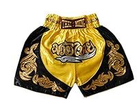 Yellow - Authentic Muay Thai Kickboxing Shorts for Youth Premium Unisex Boxing Trunks Kids Teens Training Gym MMA (as1, Age, 10_Years, 12_Years)