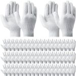 Sintuff 100 Pairs Gloves Cotton Glove Liners for BBQ String Knit Gloves Polyester Safety Gloves for Cooking, Grilling(White)