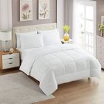 Sweet Home Collection 7 Piece Bed-in-a-Bag Solid Color Comforter and Sheet Set, Full, White, 7