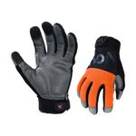 Vgo 1-Pair Anti-Vibration Safety Work Gloves, Mechanics Gloves, Multi-purpose water resistant Leather Work Gloves (L,Black& Orange,CA7723WR)