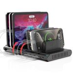 Alxum 60W 10-Port USB Charging Station, Fast Charging USB A Charger for Multiple Devices, Detachable Dividers, Compatible with Android Phones, Tablets, Power Banks for Home, Office, School Deep Black