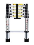 Nestling 10.5ft/3.2M Telescopic Ladder, Aluminium Loft Ladder Extendable, Max Load 150kg/330lb, Adjustable Step, for Decorating, Painting