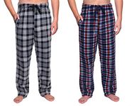 Sova Men's 2-Pack Ultra Comfy Fit Micro Fleece Pajama Pants (2 pcs Set) (L, Blue/Grey)