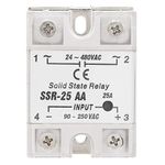 Solid State Relay, SSR-25 AA 25A No Switching Spark, Fast Switching Speed, No Noise output voltage 24-480V AC Input voltage 90-250V