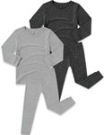 JunNeng Bamboo Viscose Pajamas for Toddler Baby, Boys Girls Solid Snug Fit Pajamas Long Sleeve Sleeper, Dark Grey+Light Grey 7-8 Years