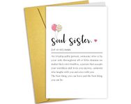 Soul Sister Definition Card, Best Friend Birthday Card, Friendship Card for Bestie BFF, Unique Birthday Card for Women Girl Lady, Galentines Day Card for Her