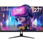 Z-Edge 27 Inch Gaming Monitor 240Hz 1ms Full HD IPS Panel LED Monitor, 400cd/m² Brightness, Ultra-Thin Bezel, FreeSync, HDMI & DisplayPort, VESA Mountable, Built-in Speakers, Black