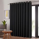 PANOVOUS Wide Blackout Curtain for Sliding Glass Doors – 100W x 84L Inch Thermal Insulated Room Divider, Enhancing Privacy and Comfort with Stylish Black Design One Panel