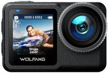 WOLFANG Action Camera GA440 Native 4K60FPS 24MP, 40m Waterproof with Case, 2.2-inch Touchscreen, 5G WiFi, EIS, Built-in 1650mAh Magnetic Rechargeable Battery and 64GB Storage, Accessory Kit