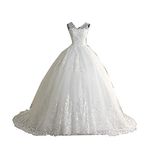 GOWNLINK Designing Full Stitched White Christian Train Gown Dress in White Color for Women with Extra Sleeves GLVLQD09T (4XL)