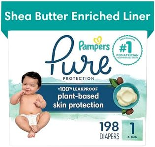 Pampers Diapers Size 1, 198Count - Pure Disposable Baby Diapers, Hypoallergenic & Unscented Protection, One Month Supply