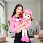 Glance Soft Cute Looking Beautiful Doll | Attractive Stuffed Toys | Grab Your Attention on Little Darling Doll (Pink Winky Doll, 60cm)