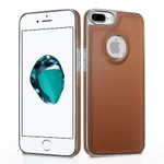 Pikkme Chrome Leather Back Cover | Flexible Pu Leather | Full Camera Protection | Silver Electroplated Chrome | Bumper Case for iPhone 7 Plus / 8 Plus (Chrome Brown)