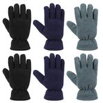 QKURT 3 PCS Polar Fleece Kid’s Gloves, Boy’s Gloves Girl’s Gloves Fit for Age 4~7 Years Old Kids