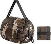 Mozzyyee Portable Foldable Shopping Bag Large Capacity Multipurpose Storage Bag Sports Travel Shoulder Bag (Brown Camouflage)