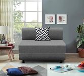 Cloudyfeel Leg Sofa Cum Bed Sofa | 1 Seater | Sofa Bed 3X6 Feet, Foldable Sofa Bed with Cushion for Living Room - Jute Fabric - Grey Color