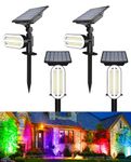 HAARAY Solar Spot Lights Outdoor, Color Changing Halloween Lights, IP65 Waterproof, Dusk to Dawn Solar Powered Spotlights for Outside Garden, Multicolor, 4 Pack