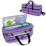 CURMIO Double-Layer Carrying Case Compatible with Cricut Maker, Cricut Explore Air 2, Silhouette Cameo 4, Travel Storage Bag with Pockets for Craft Tools, Purple (Bag only, Patent Pending)