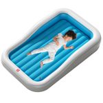 QPAU Inflatable Toddler Travel Bed, Portable Kids Air Mattress with Built-in Bumpers, Fast Electric Pump, Separate Mattress Design, Nice for Home, Grandma's, Camping, and Vacation, Blue