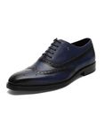 Monte Carlo Mens Navy Blue Solid Lace Up Genuine Leather Formal Brogue Shoes (201826FW-2-8)