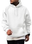 JMIERR Men's Casual Hoodies Pullover Warm Sweatshirt Plain Long Sleeve Sports Drawstring Hoodie Oversize Gym Athletic Hooded with Pocket A White Large