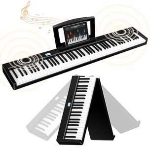 TERENCE Pliable Piano Numérique 88 touches avec Haut parleur 2x5W Batterie de 1800mAh lestées Pédale de Sustain interface MIDI avec support de partitions Bluetooth Sacs pour Piano Câble audio Casque