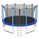 Goplus Trampoline 8FT 10FT 12FT 14FT 15FT 16FT, ASTM Approved Outdoor Recreational Trampolines W/ Enclosure Net, Ladder, Weatherproof Combo Bounce Trampoline for Backyard Kids Adults (15FT, Internal-Net)