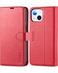 TUCCH Wallet Case for iPhone 13 (6.1") 2021 5G, Magnetic Shockproof PU Leather Phone Case with [RFID Blocking] Credit Card Slot, Soft TPU, Kickstand Flip Cover Compatible with iPhone 13, Red