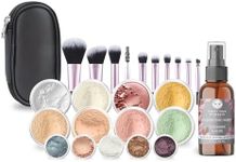 ULTIMATE KIT (WARM- Neutral Shade, Most Popular) Full Size Mineral Makeup Set Matte Foundation Kit Bare Face Sheer Powder Cover