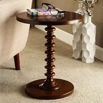 Dream Arts Dime Arts Shoppee Round Wooden Side Table for Living Room with Pedestal End Table ( Wood,Brown )