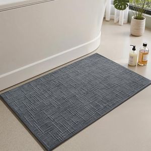 AMOAMI Bath Mat Non Slip Super Absorbent Quick Dry Bath Mats for Bathroom Floor Rubber Backing Washable Bathroom Rugs Modern Woven Jacquard Mat, Beside Tub Bath Rugs, 24" x 36", Darkgrey