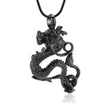 AIWENXI Cremation Jewelry for Ashes Dragon Pendant Locket Stainless Steel Holder Ashes for Pet/Human Keepsake Memorial Urn Necklaces for Men Women Black