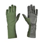 Nomex Flight Gloves Military flight gloves nomex gloves olive drab Best leather aviator gloves and pilot gloves nomex, Green, 10 (Long)