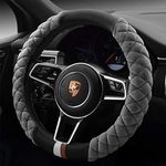 Cxtiy Universal Steering Wheel Cover for Car Fluffy Warm Plush Steering Wheel Cover for Winter (A-Gray)