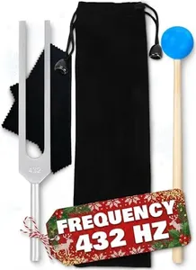 432 Hz Tuning Fork Set – 7.2" Deformation Resistant Chakra Tuning Forks made of Stainless Steel with Reflex Hammer, Cleaning Cloth, and Bag - Sound Diapason for Meditation & String Instruments Tuning