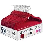 ZOBER Velvet Coat Hangers - 50-Pack, Premium, Non-Slip Hangers for Clothes - Velvet Clothes Hangers w/ 360 Degree Swivel Hook - Coat Hangers for Trousers, Dresses, and Coats - Burgundy