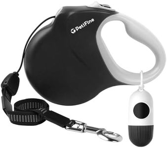PetiFine Retractable Dog Leash with Dispenser and Poop Bags,30 FT Heavy Duty Dog Walking Leash for Medium/Large Dogs up to 110 lbs, 360° Tangle-Free Long Retract Dog Lead, One-Hand Brake, Black