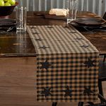 VHC Brands, Black Star, Cotton, 13x36, Woven Quilted Runner, Black