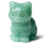 DUQGUHO Green Aventurine Cat Crystal Figurines Cat Decor Lucky Cute Cat Statue Room Desk Decor 1PC