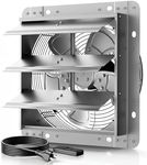 DeebooTEK 14 Inch Shutter Exhaust Fan, 5-Blade 3500 CFM Wall Vent Fan with Ball Bearing Motor, Automatic Shutter, Built-in Switch for Garage Workshop Barn Ventilation