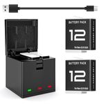 2Pack Batteries for Gopro Hero 12 Hero 11 Hero 10 Hero 9 Gopro Enduro Camera, Battery Charger Bundle USB Triple Fast Charging Box for Go pro 12 11 10 9 Black Battery