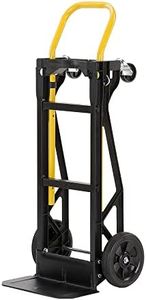 Harper Trucks Heavy Duty Nylon Frame Convertible Hand Truck Dolly Cart with Adjustable Telescopic Frame and Pneumatic Wheels, Black