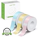 NELKO Genuine P21 Label Maker Tape, Adapted Label Print Paper, 12x40mm (0.47"x1.57"), Standard Laminated Office Labeling Tape Replacement, Multipurpose of P21, 180 Tapes/Roll, 3-Roll, Blue/Yellow/Pink