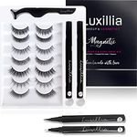 Luxillia by Amazon (Clear + Black) Magnetic Eyeliner with Eyelashes Kit - Free Applicator Tool, 8D Most Natural Look Eyelash No Magnets Needed - Best Reusable False Eye Lash, Waterproof Liner Pen and Lashes