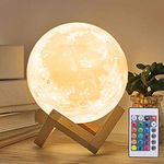 Mydethun 16 Colors Moon Lamp - Mothers Day Gift, Home Décor, Moon Light with Brightness Control, LED Night Light, Bedroom, Living Room, Bathroom, Women Kids Birthday Gift, Wooden Base, 5.9"